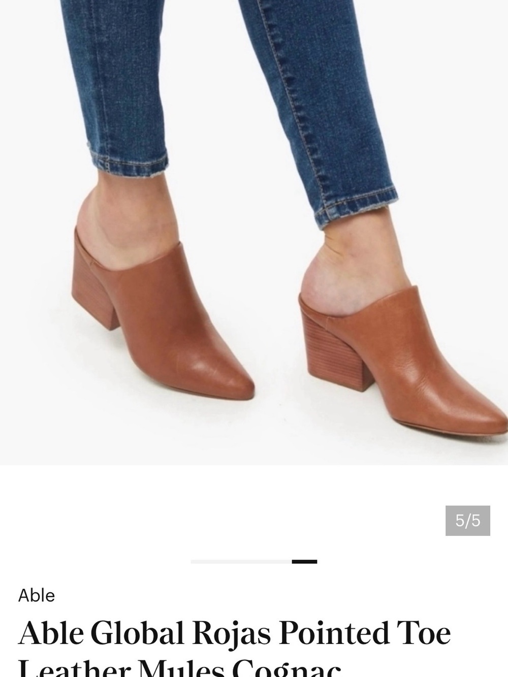 ABLE Rojas Pointed-Toe Leather Mules in Cognac